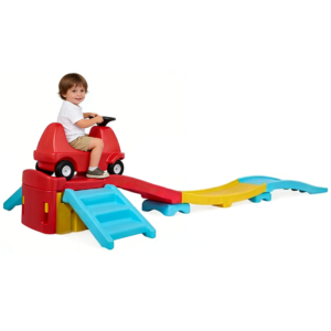 Colorful PE Plastic Kids Ride on Train Railway Toy Roller Coaster Push Car Assembled Race Track Indoor Outdoor Use for Toddlers
